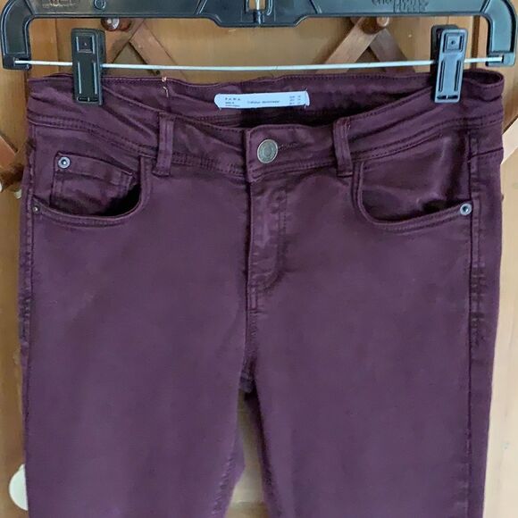 Zara dark plum color stretch denim skinny jeans - Picture 4 of 8